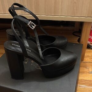 Vince Camuto Black Strappy Platform Heels
